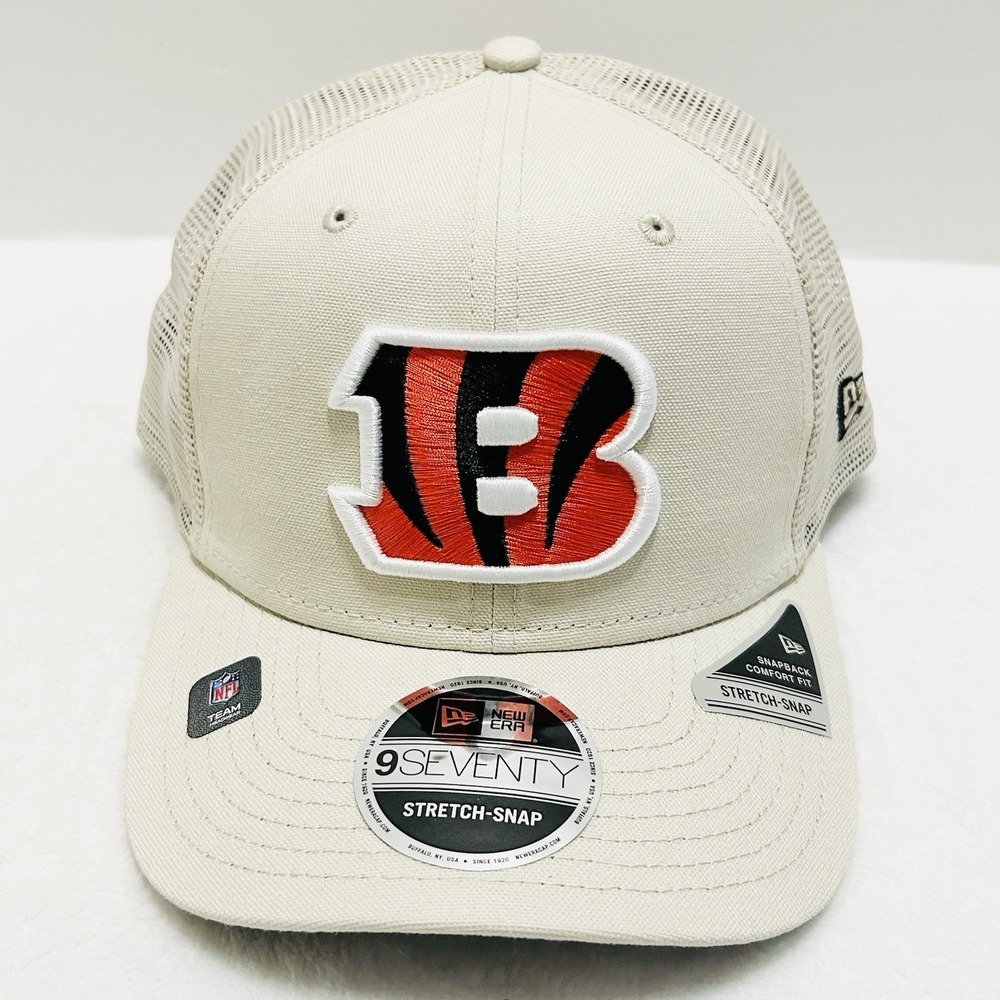 New Era Cincinnati Bengals Canvas‎ Beige 9SEVENTY Stretch Snap Hat Adjustable - Picture 2 of 5